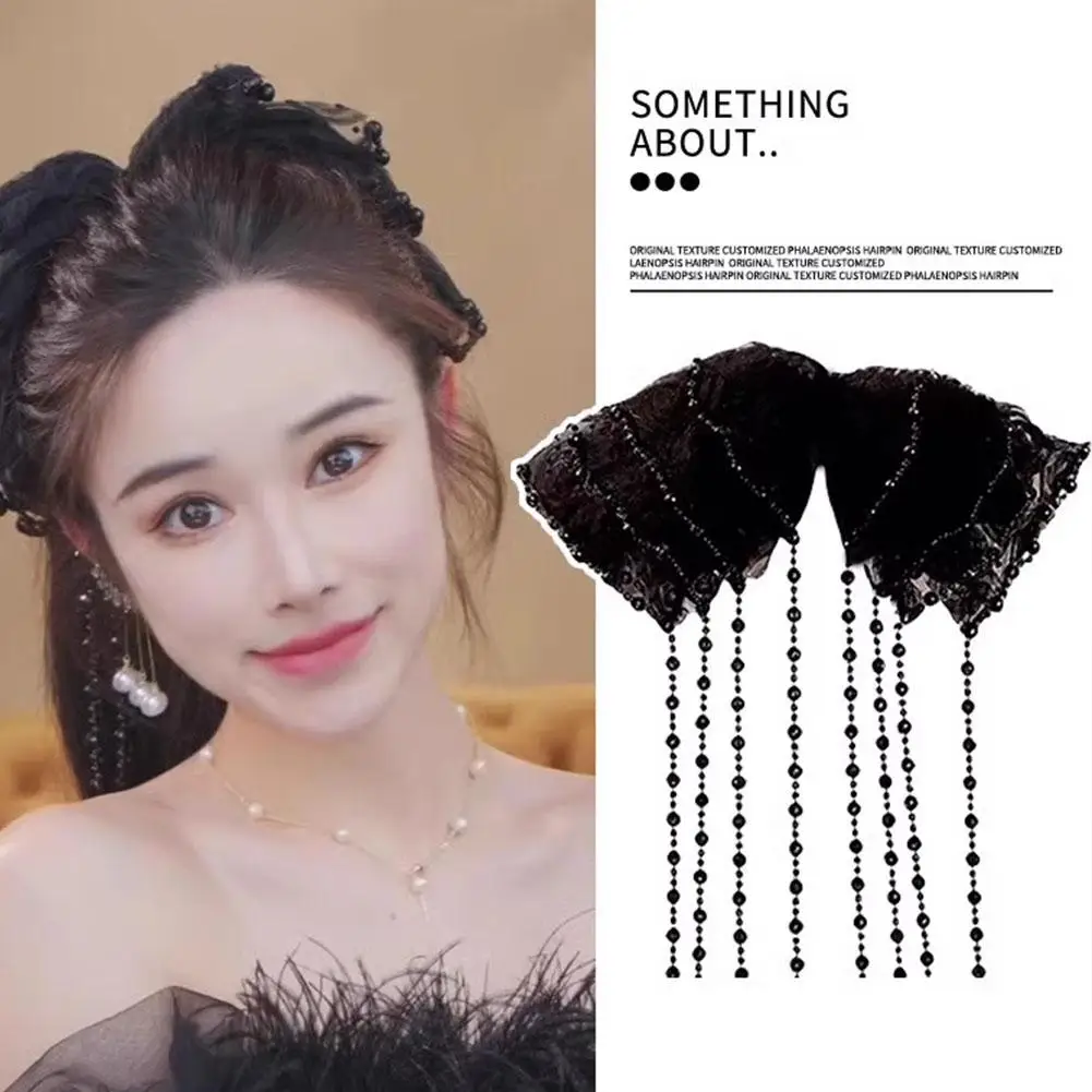 

Immortal Princess Sle Spring Clip Bow Beads Spring Women Accessories Clip Graceful Hair Elegant All-Match Hairpin Tassel O6C5