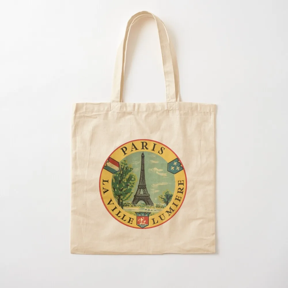 Paris France Eiffel Tower Vintage Travel Decal Tote Bag Large bags for women Lady bag tote bag screen
