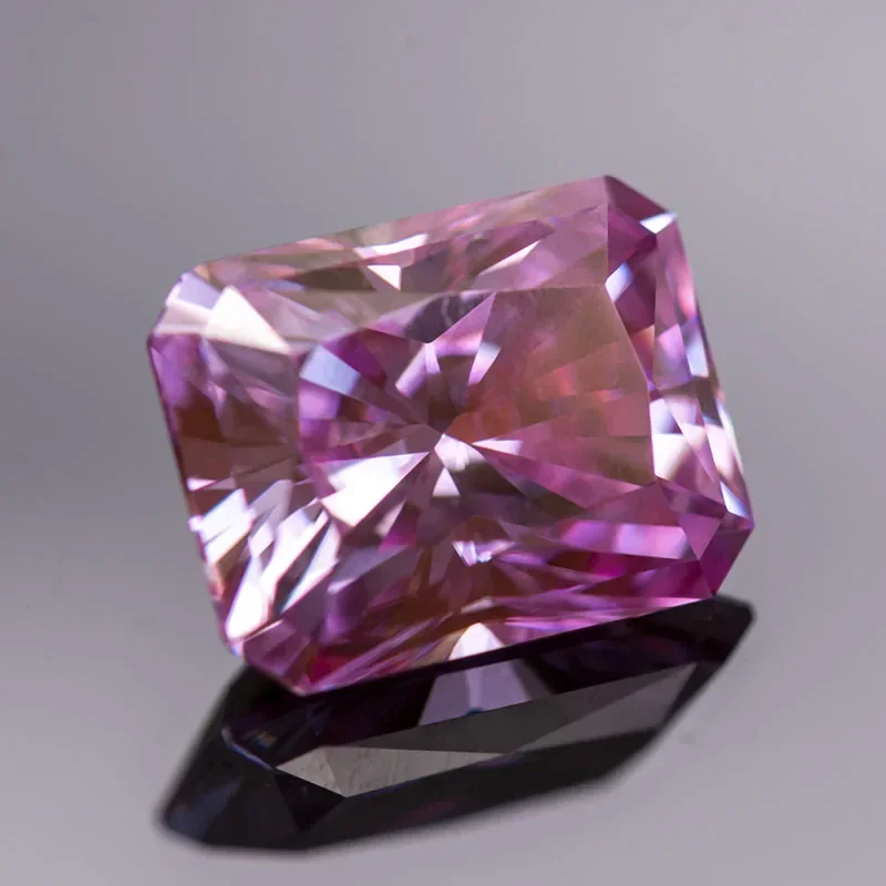 Moissanite Stone Radiant Cut Sakura Pink Color VVS1 with GRA Certificate for Gemstone Charms Beads Top Jewelry Making Materials