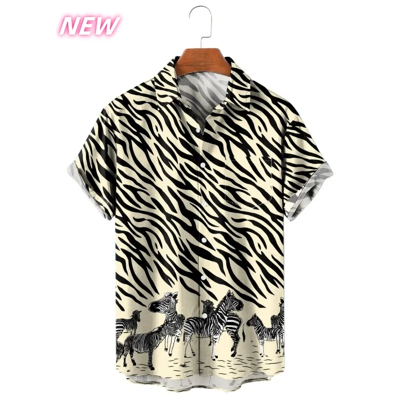 

3D Printed Pig Duck Aloha Shirt For Men Zebra Deer Graphic Blouses Casual Short Sleeve Hawalian Shirts Loose Street Tops