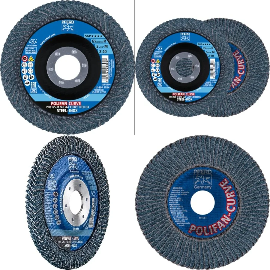

POLIFAN®-Curve Radial Type Flap Disc - 5" x 7/8", 40 Grit Zirconia, Welding Accessory and Angle Grinder Attachment - For Steel