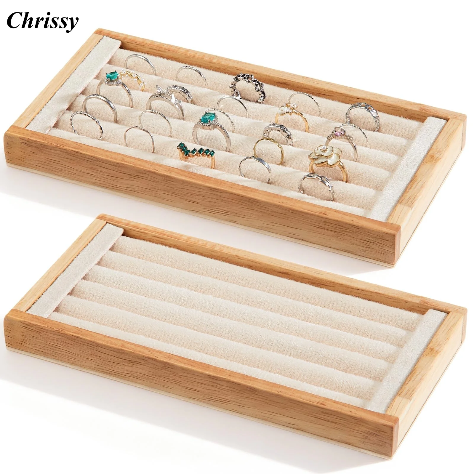 

Бамбуковый держатель для колец Бамбуковая подставка для колец 5-слотовый лоток для демонстрации колец Лоток для хранения ювелирных изделий Органайзер для колец Серьги Sellin