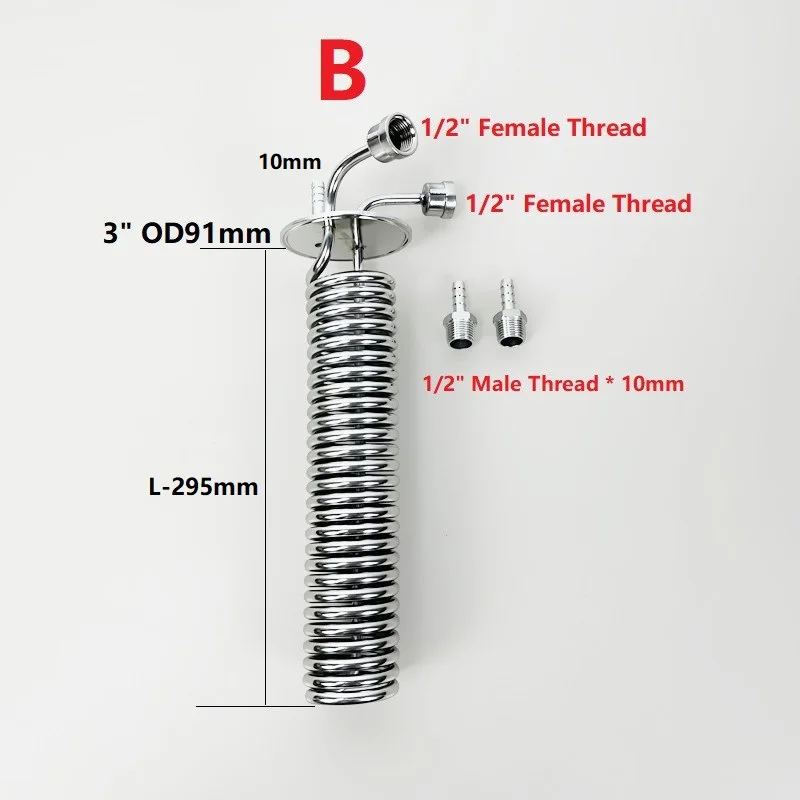 Imagem -03 - Bobina de Resfriamento Tri-clamp Dephlegmator Rosca Masculina e Feminina Destilação de Cerveja Doméstica 295 mm Comprimento Condensador Pol Pol