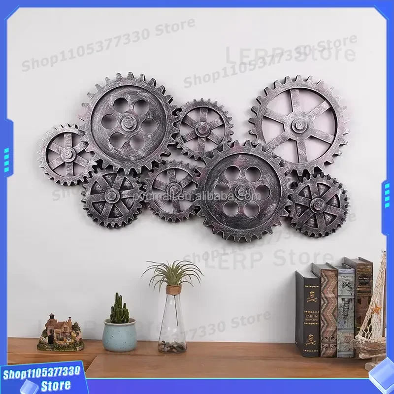 Large MDF Wooden Gear Wall Decor Antique Vintage Country Industrial Style Oversized Home Decoration Art Piece for Living Room