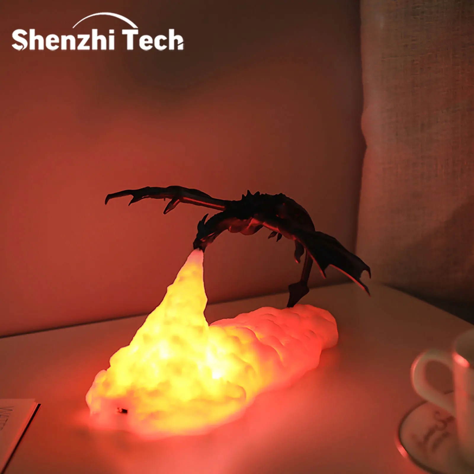 

3D-лампа в виде огненного дракона от Shenzhi Tech – USB-перезаряжаемый светодиодный ночник, скрытая сенсорная кнопка, уникальный подарок для домашнего декора