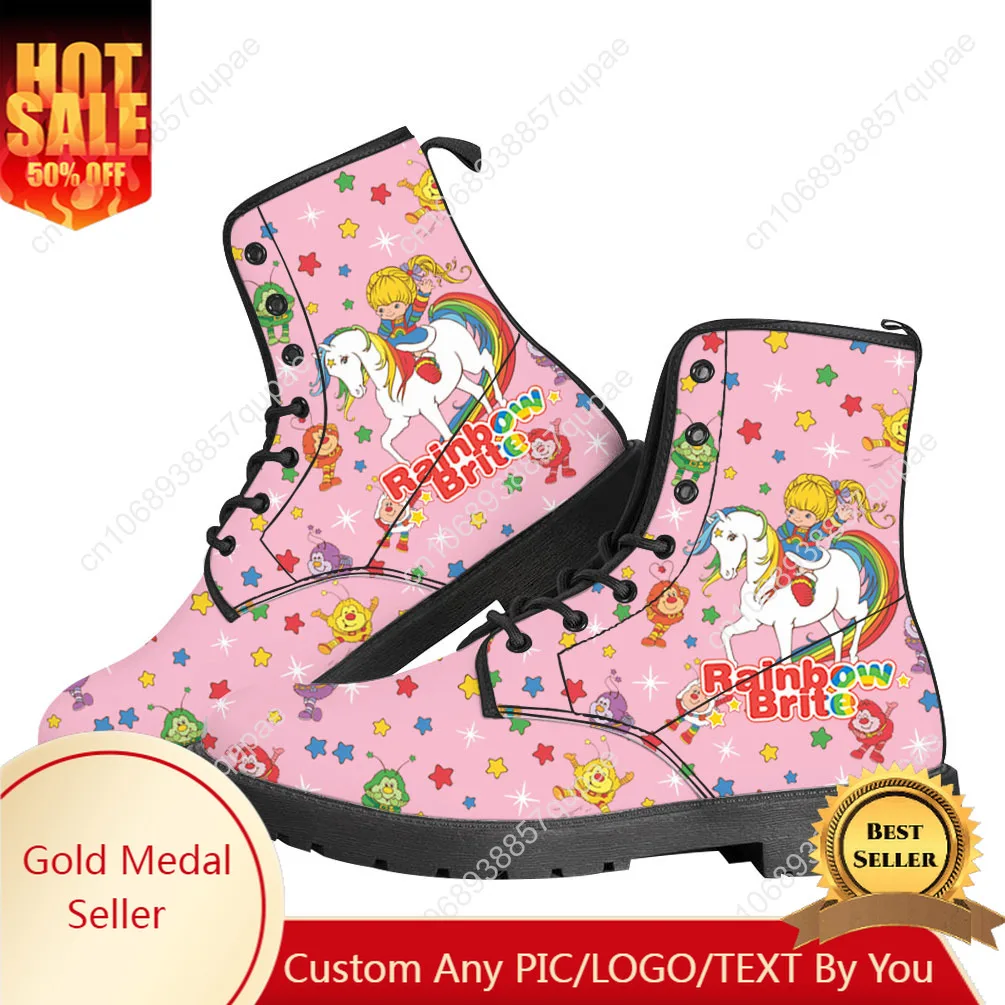 Brite Rainbow Boots Anime Cartoon Mens Womens Teenager Shoes Casual Boot Outdoor Light High Quality Couple Customize Shoes