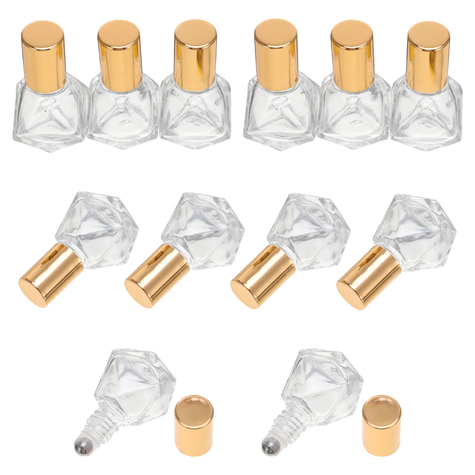 12 Buah Botol Roll On Minyak Esensial Mini Kaca 8Ml Kit Penyimpanan Parfum Botol Bola Rol Portabel Anti Bocor