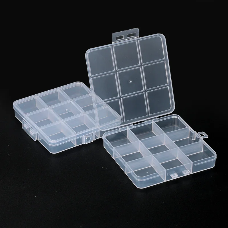 100pcs Storage Boxes Rectangle Mini Clear Plastic Jewelry Case Container Packaging Box for Earrings Rings Beads Box