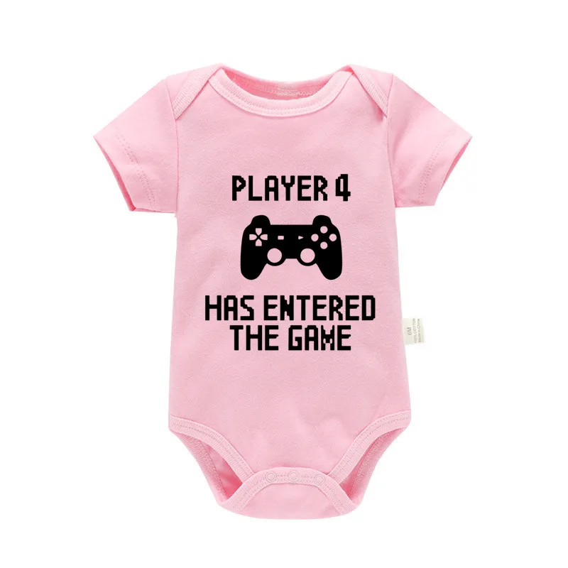 Player 4 Has Entered the Game Newborn Baby Bodysuit Cotton Short Sleeve Infant Romper Funny Boys Girls Jumpsuit