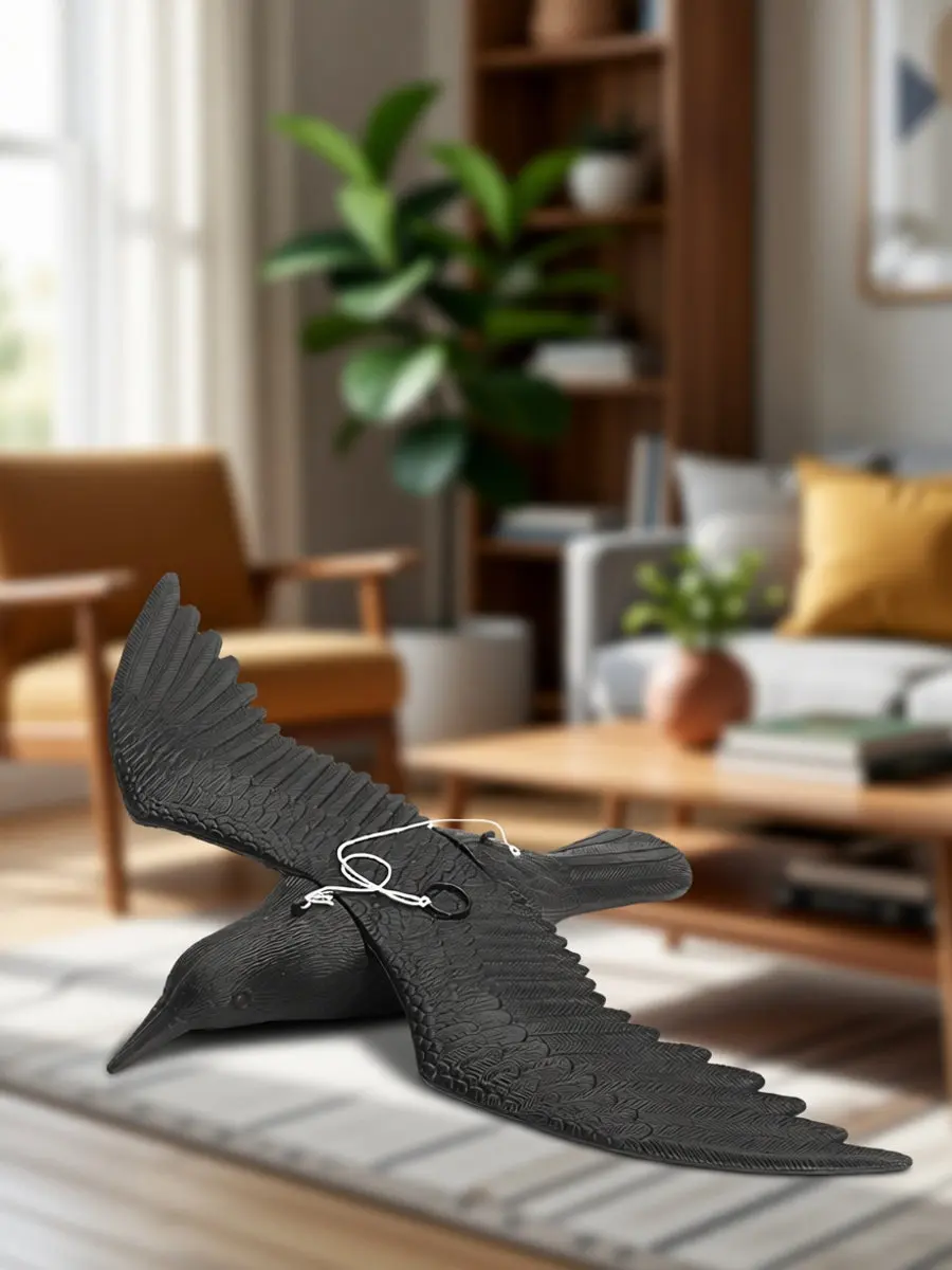 Plastic Crow Statue Realistic Decorative Crow Ornament Garden Outdoor Yard Simulation Bird Scare Tool Bird Tool