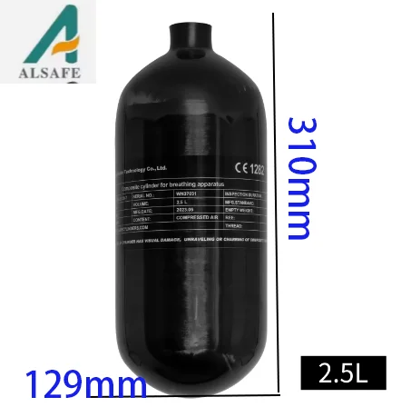 ALSAFE  300Bar 30Mpa 2.5L Carbon Fiber Cylinder High Pressure Tank HPA Cylinder Compressed Scuba Diving Cylinder M18*1.5