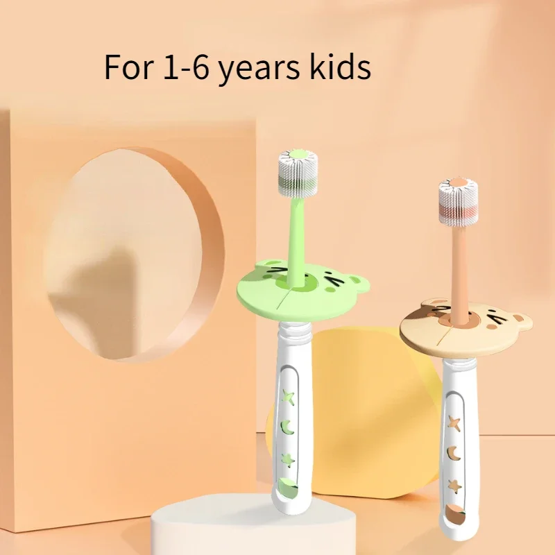 

Three Side Soft Toothbrush Baby Oral Health Care with Antiskid Handle Kids 360° Clean Tooth Teeth Clean Brush 3-12Y Dental Care