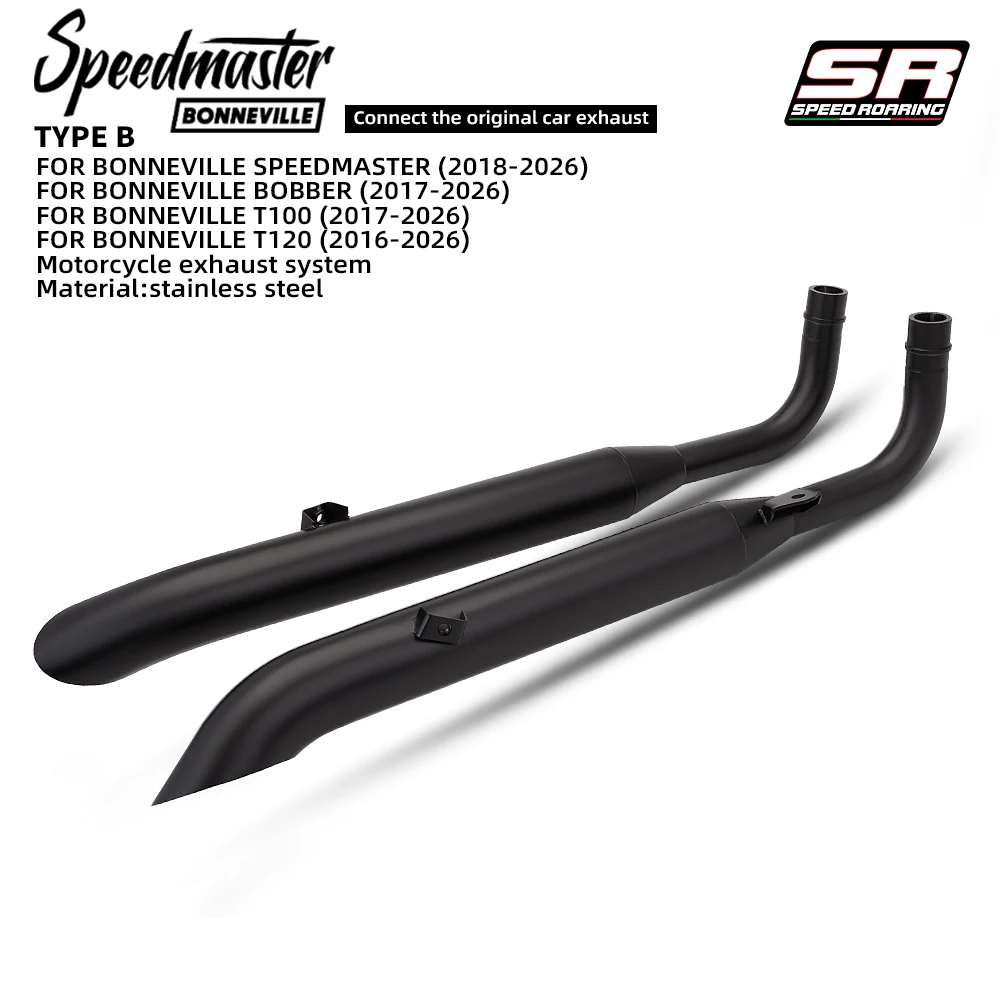 Vintage Style Motorcycle Exhaust Muffler Stainless Steel Pipe Fit Bonneville T100 T120 Bobber Cafe Racer Modified Escape Tube