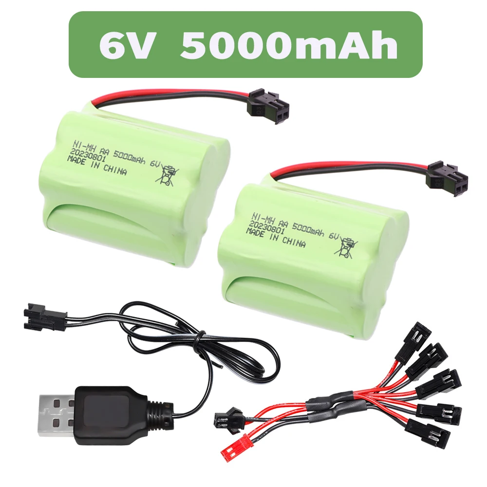 Batteria 6V 5000mAh ni-mh con spina SM per RC Cars robot Tanks Gun rc Boats parts AA 2400mah 6v NiMH batteria ricaricabile