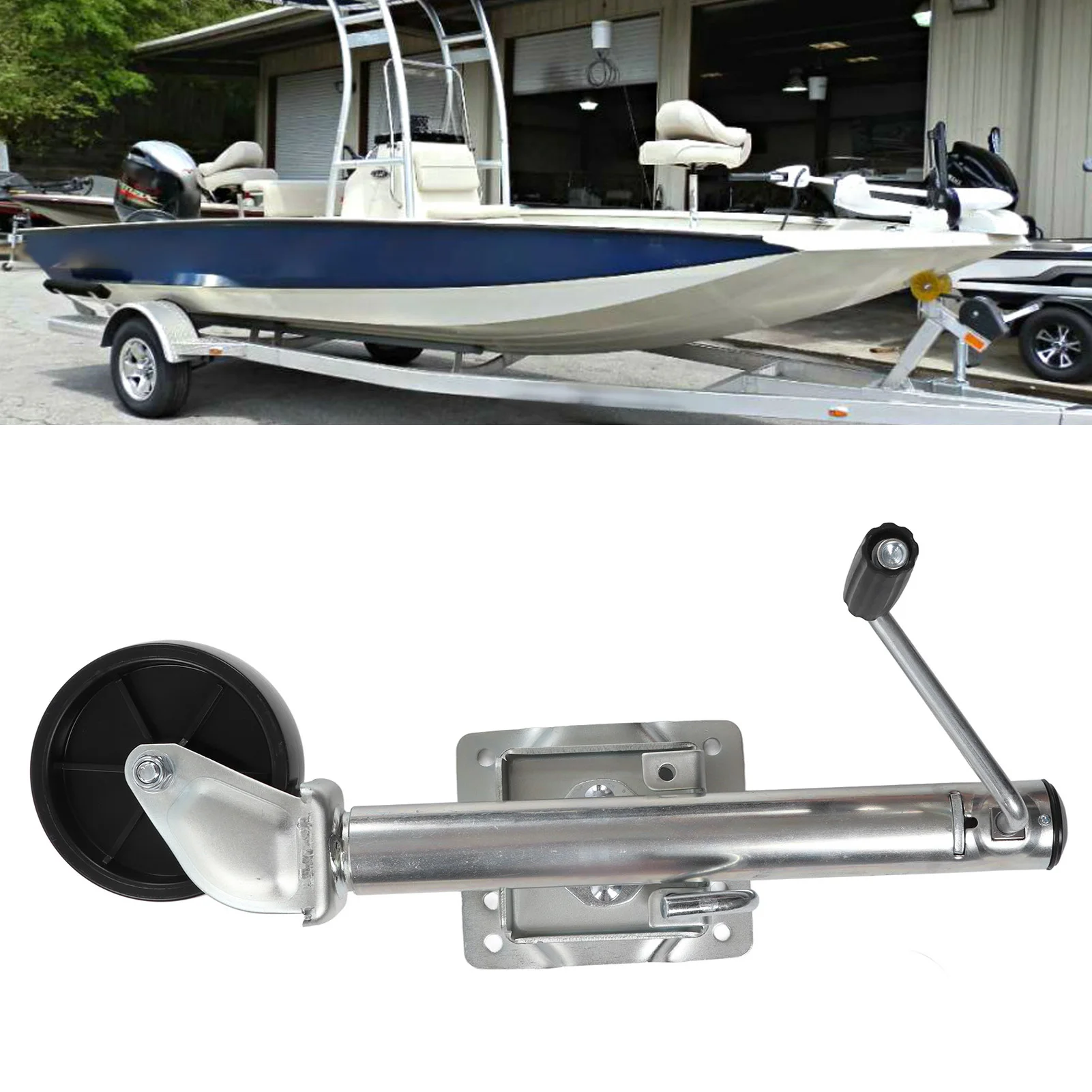 Gato de remolque plegable de alta resistencia, gato de lengüeta de remolque giratorio ajustable de 1200 libras con rueda de 6 pulgadas para gato de lengüeta de remolque giratorio RV