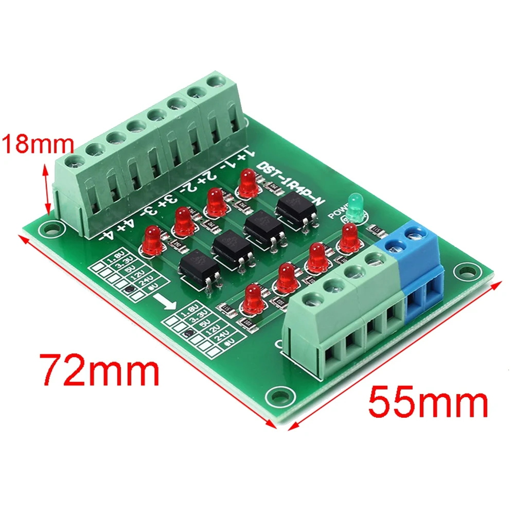 Optocoupler Isolation Board Voltage Converter Isolated Module PLC Signal Level Board NPN 1.8-24V(4