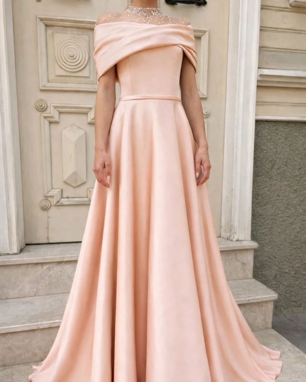 

Индивидуальные вечерние платья для подружек невесты с бисером и складками, модные, с высоким воротником, без рукавов, в пол, для торжественных мероприятий