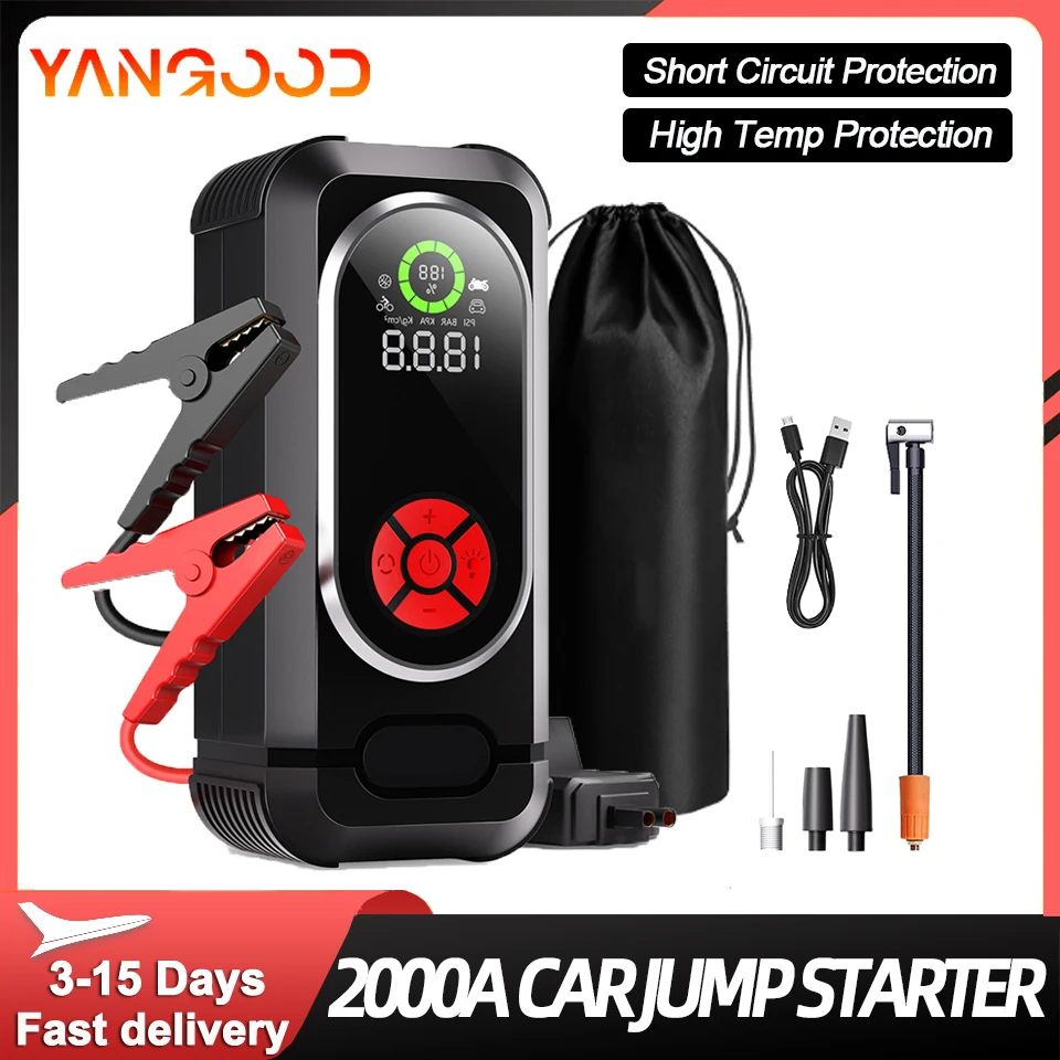 

YANGOOD M13 150PSI Car Jump Starter 2000A Portable Car Battery Booster Charger Battery Starting Car Air Pump With Air Compressor