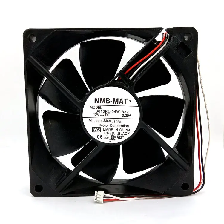 The New Cooling Fan 3610KL-04W-B39 C05 DC12V 0.20A  90*90*25MM 9cm 3lines Alarm Signal