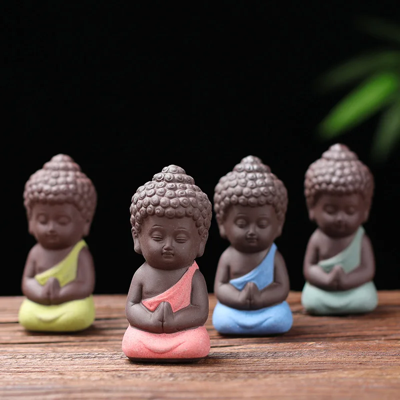 

Mini Meditation Chinese Buddhism Zen Monks Buddhism Small Statues Little Monk Miniature Buddha Statues Clay Litlle Home Decor