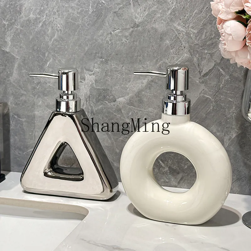 

DSA high-grade light luxury hand sanitizer bottle shampoo body wash press sub-bottle ceramic