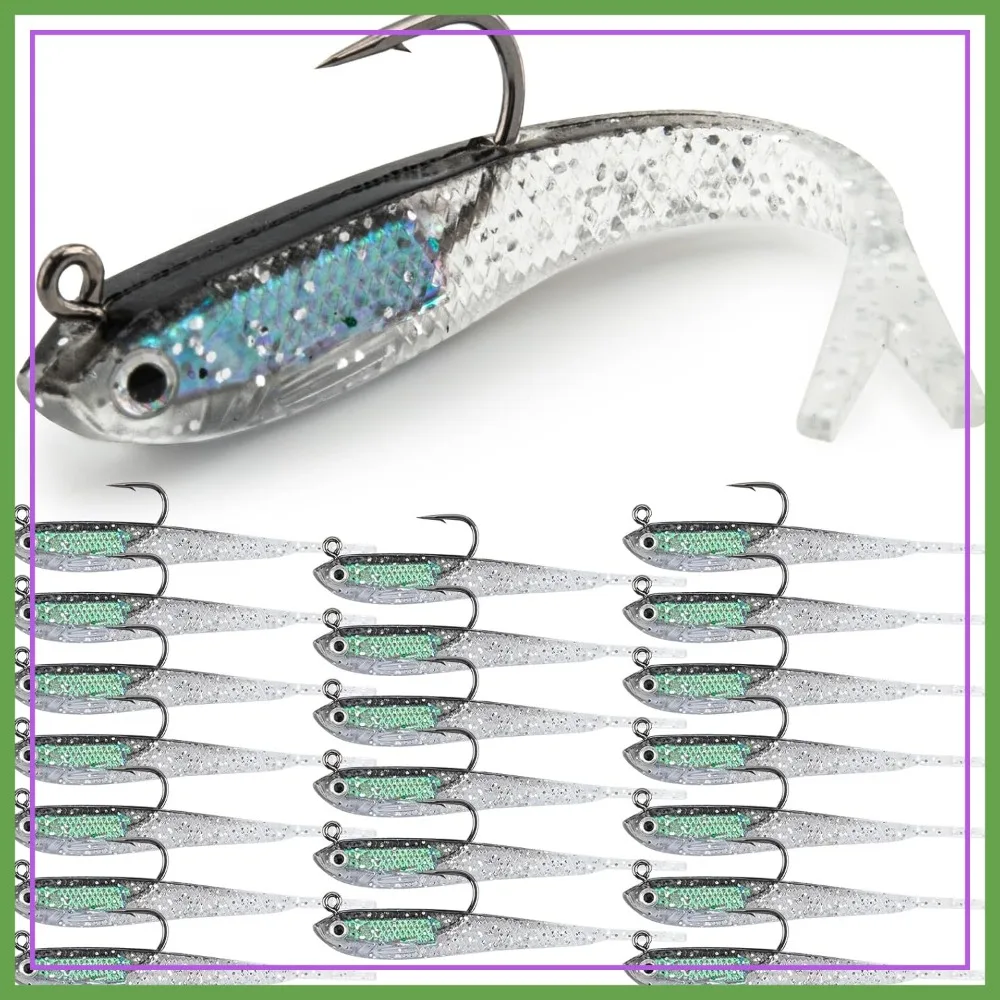 

20PCS Premium 7cm Soft Fishing Lure with Lead Block and Sharp Hook, Lifelike Forked Tail Minnow for Freshwater and Saltwater