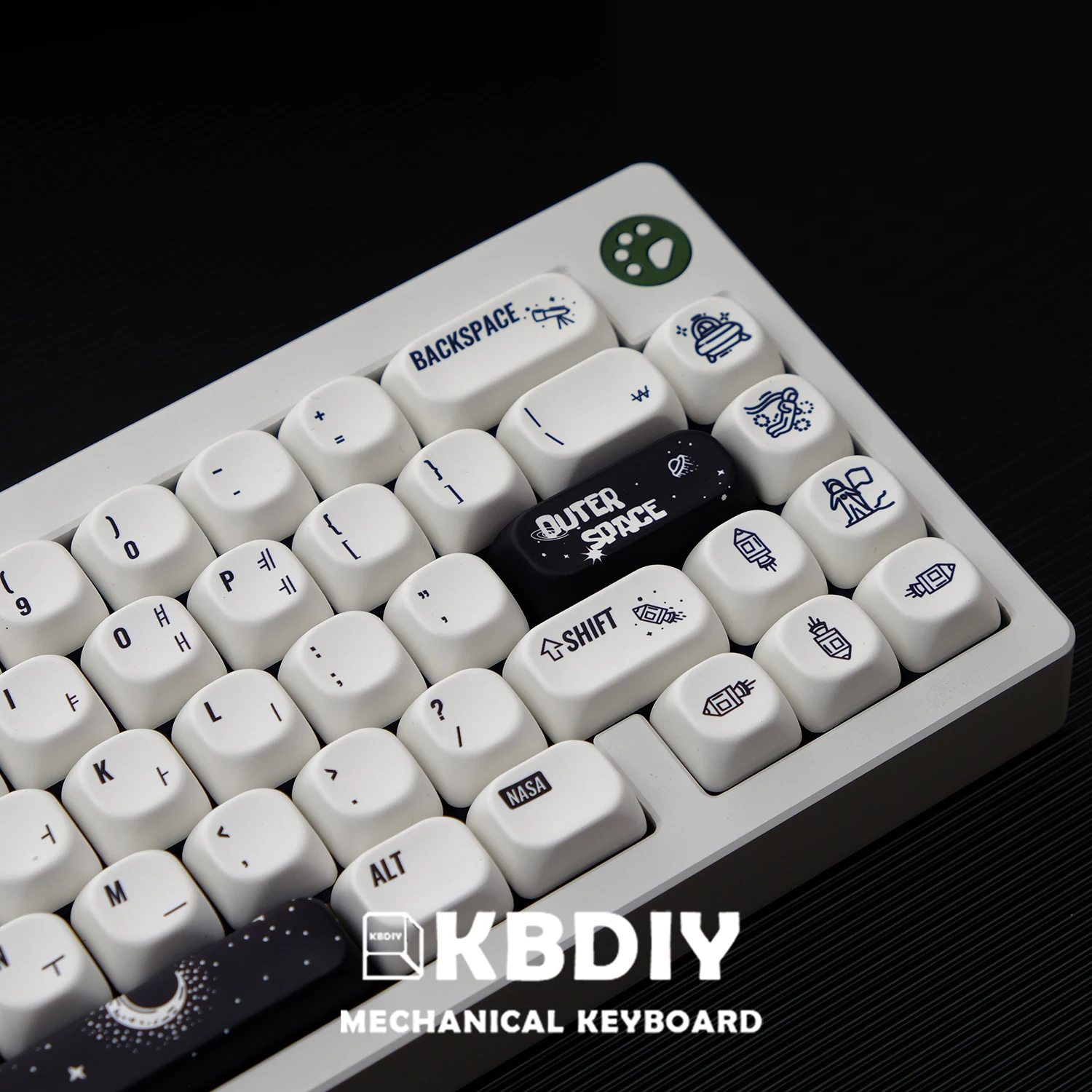 Imagem -03 - Kbdiy Outer Space Keycap Teclado Mecânico Branco Coreano Teclas Caps para Interruptor mx Barra de Espaço Iso 7u para Gmk67 Pbt Coreano 135 Teclas