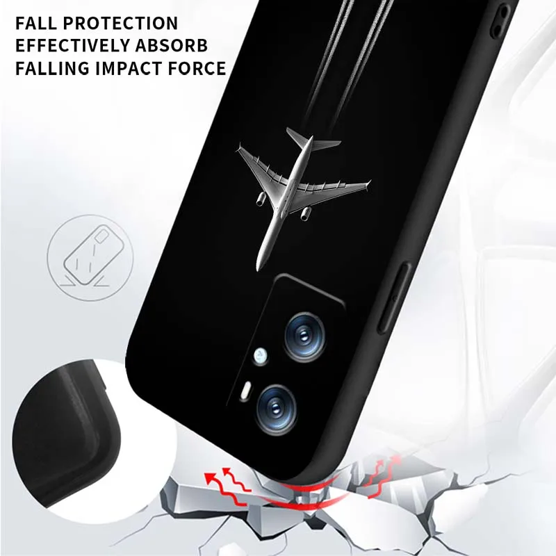 เคสลายเครื่องบินแฟชั่น สำหรับ OPPO Reno 5 6 7 A96 A40 A58 Realme GT A74 A78 Neo2 A74 A78 Find X5 X3 X7 X8 สีดำ