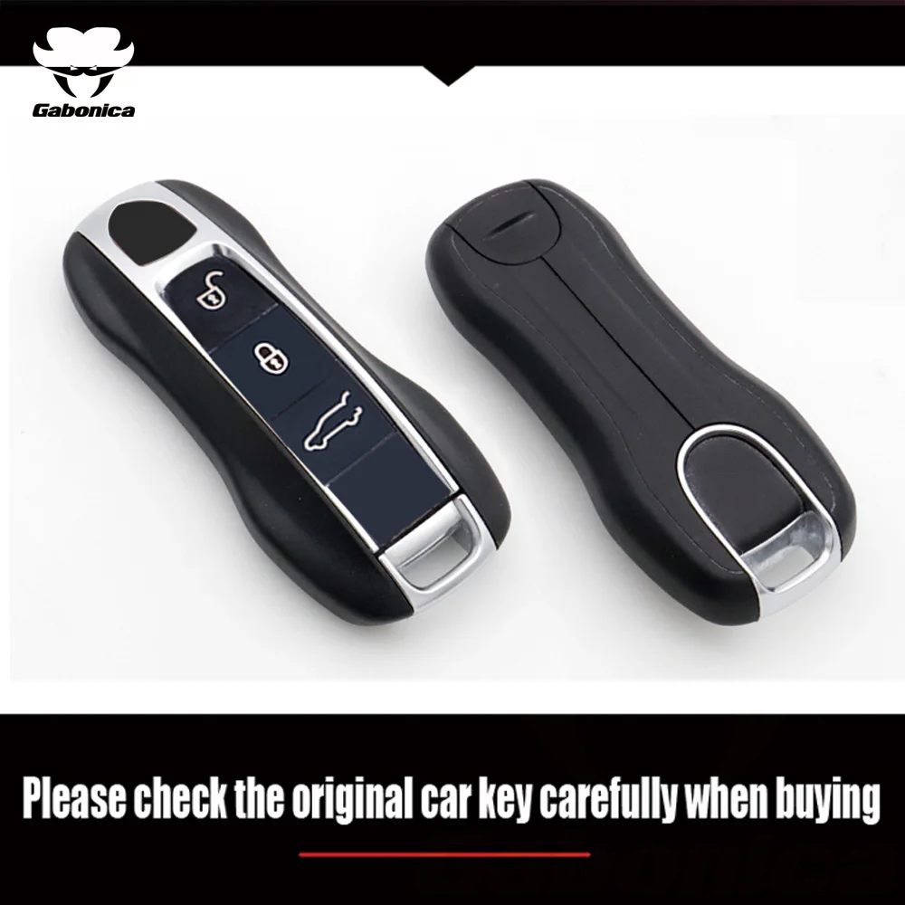 For Porsche Cayenne Coupe Panamera Taycan 911 971 9YA Macan Boxste Carbon Fiber Car Key Fob Case Cover Keyless Chain Ring Holder