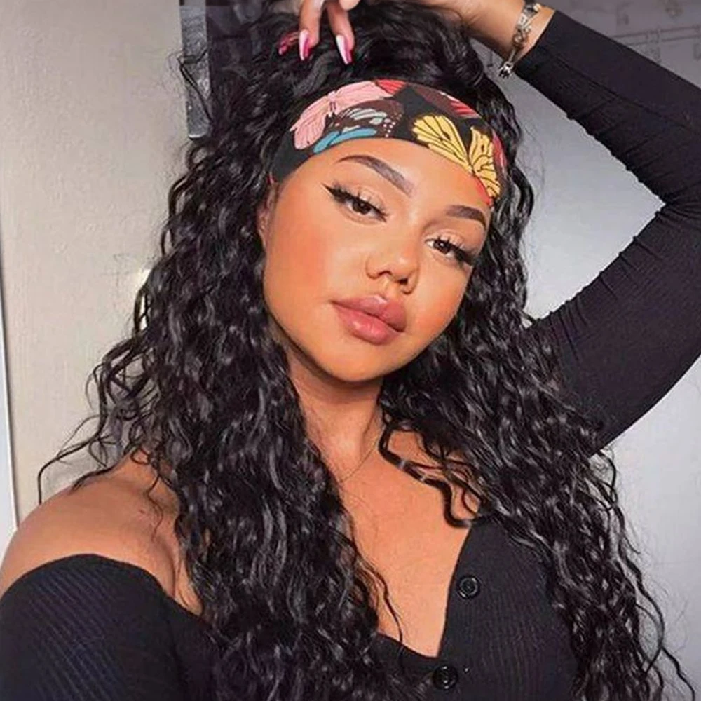 

Headband Wig Human Hair Brazilian Deep Wave Hair Wigs Glueless Headband Wigs For Women Human Hair Full Machine Wigs Sefisha hair