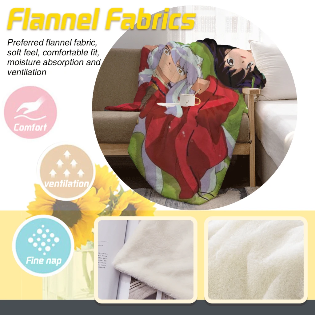 Kagome And Inuyasha Anime Medium Blanket Fluffy Soft Bedroom Decor Sofa Blankets Comforter Home and Decoration