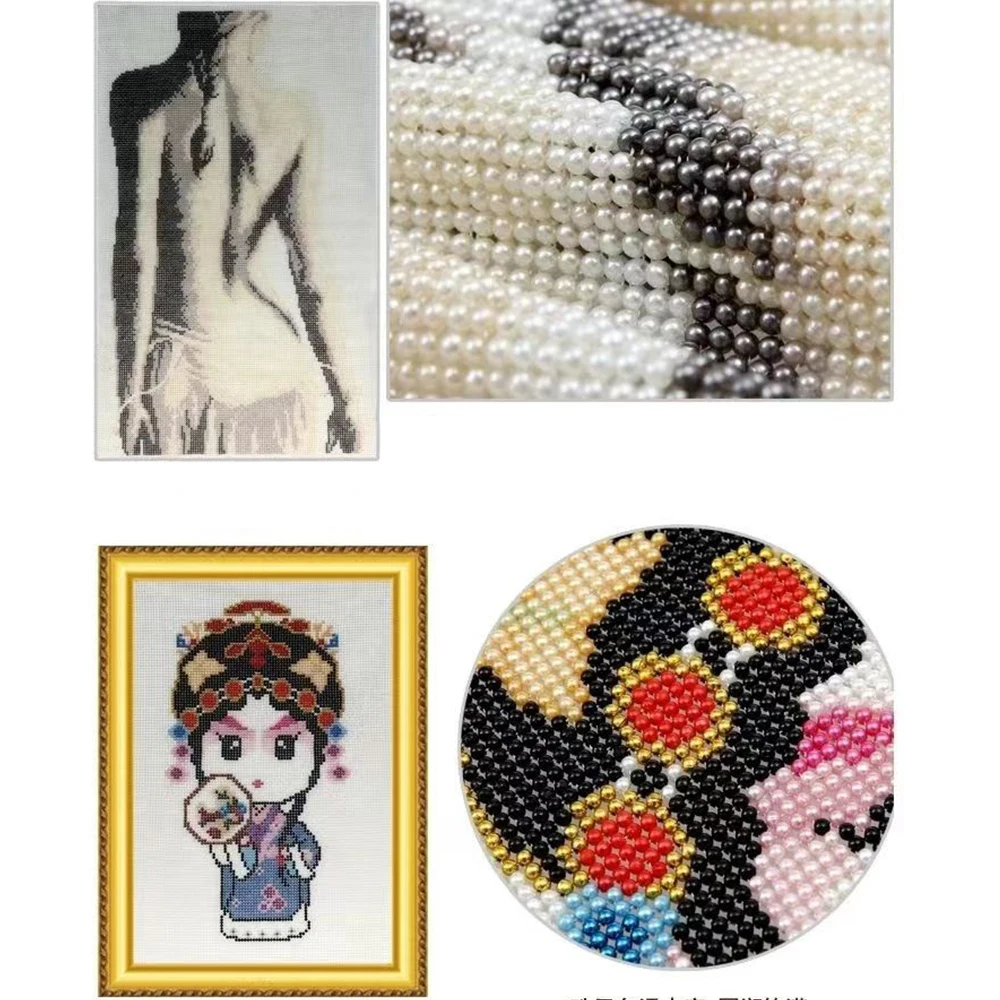 Imagem -04 - Cross Stitch Bordados Kits Artesanato Beadwork Circuito Pérola Bordados Beads Algodão Impresso Canvas Costura Família Urso