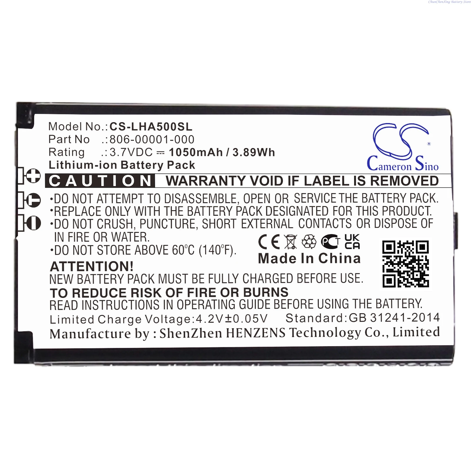 

Cameron Sino 3.7V 1050mAh Wireless Headset battery 806-00001-000 for Lightspeed Aviation, Tango, A500