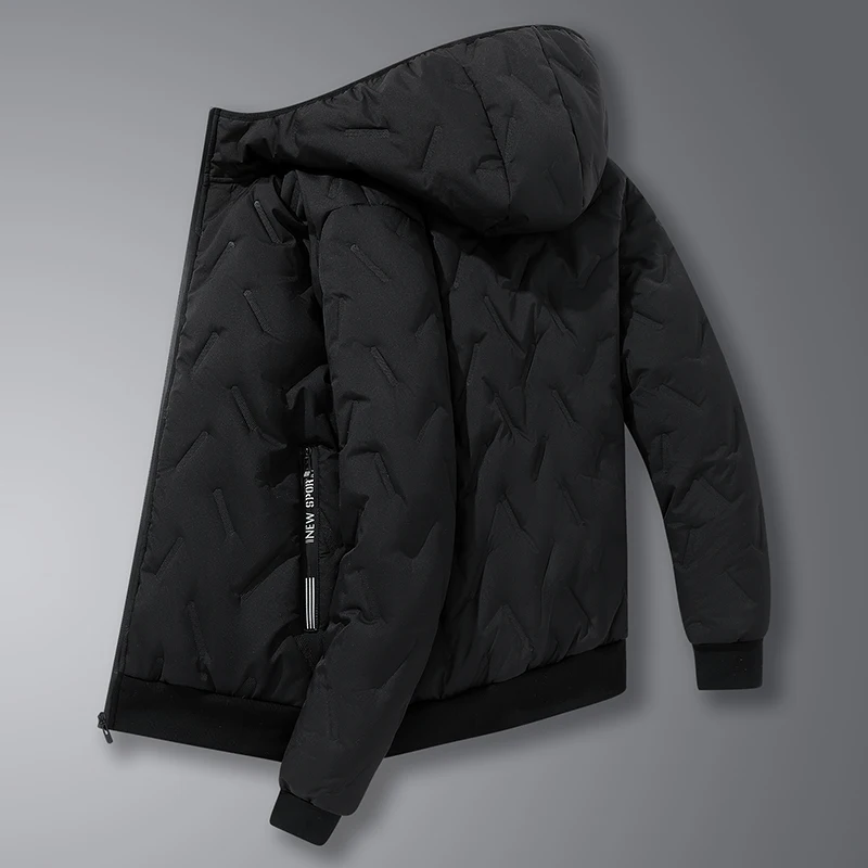 الاتحاد الأوروبي حجم الرجال مقنعين سترة سميكة معطف الشتاء الدافئ صوف مبطن أسود رمادي سترات موضة عادية مبطن معطف أبلى الملابس