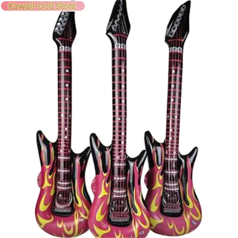 PVC Inflatable Flame Guitar Rock Star Guitar Toy Women Men Carnival Party Adult Kids Party Decorations Music Festival Props