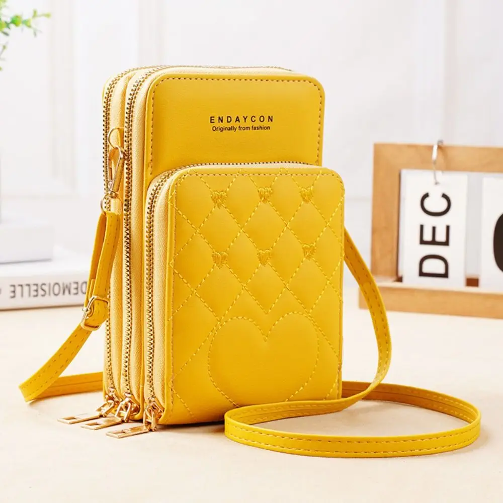 

Multi-Functional Women's Mobile Phone Bag Three-layer Zipper Small Shoulder Bag Lightweight Adjustable Strap