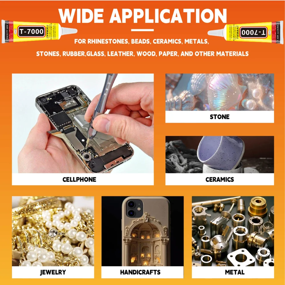 100 Uds 15ML T-7000 componentes electrónicos de contacto negro pegamento adhesivo de reparación de teléfono con punta aplicadora de precisión