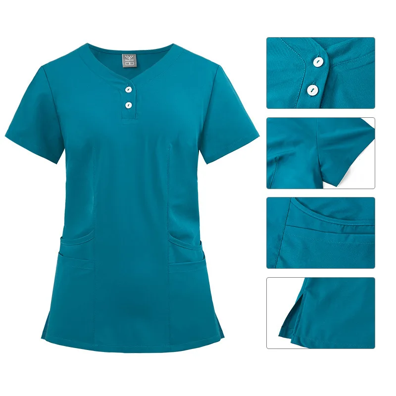 

Elastic Button Plus Size Casual Doctor Nurse Hospital Scrub Suit Surgical Uniform Set