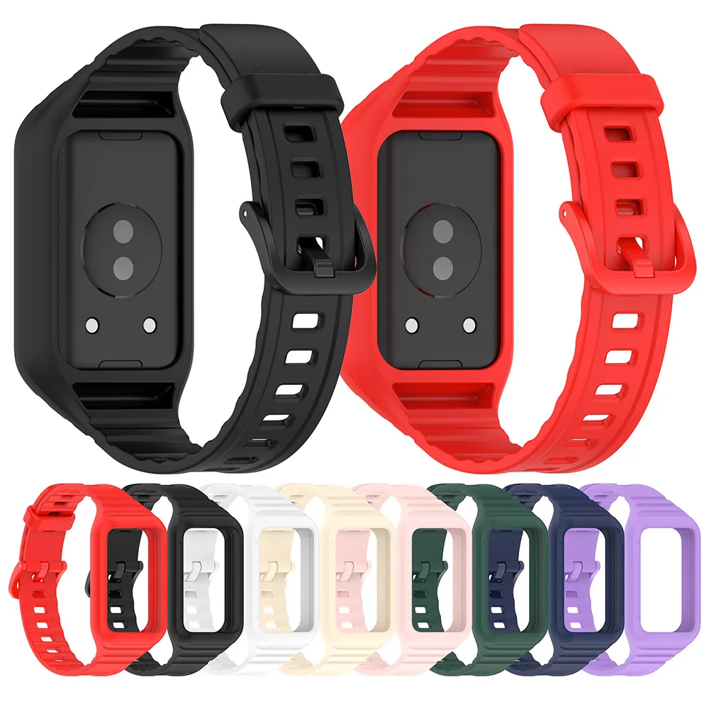 For Honor Band 9 Integrated Strap High Quality Soft and Durable Silicone Watch Protector Watchband Same Color Buckle