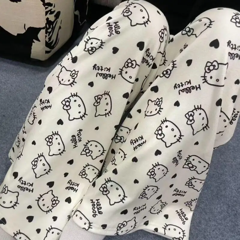 

Sanrio Hello Kitty Women's Warm Pajama Pants Kawaii Cartoon Winter Sleeping Pant Casual Fashion Sleepwear Trousers Homewear New