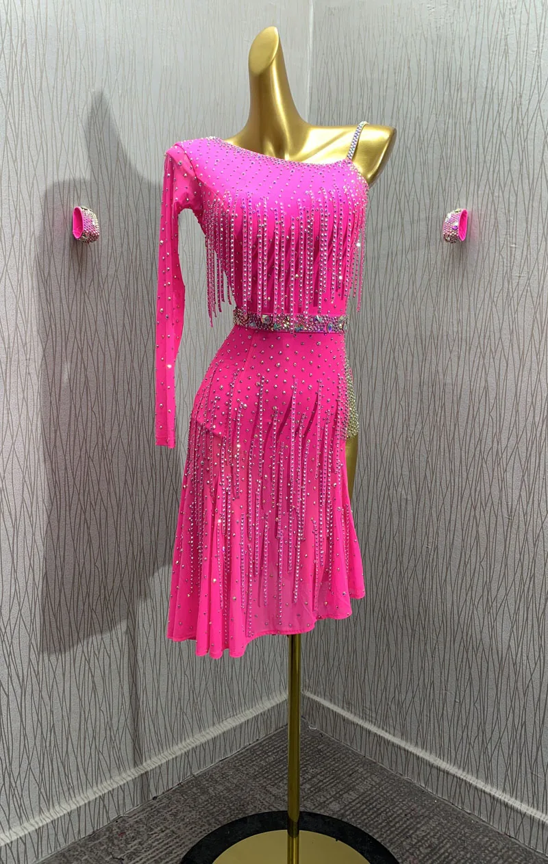 latin dance dress costume latin dancewear ladies dresses costume  sexy latin wear One Shoulder Latin Dance competition