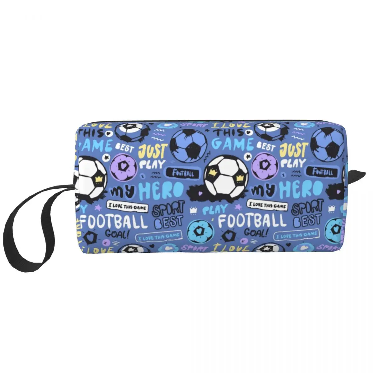 Travel Football Soccer Toiletry Bag Portable Cosmetic Makeup Organizer for Women Beauty Storage Dopp Kit Case