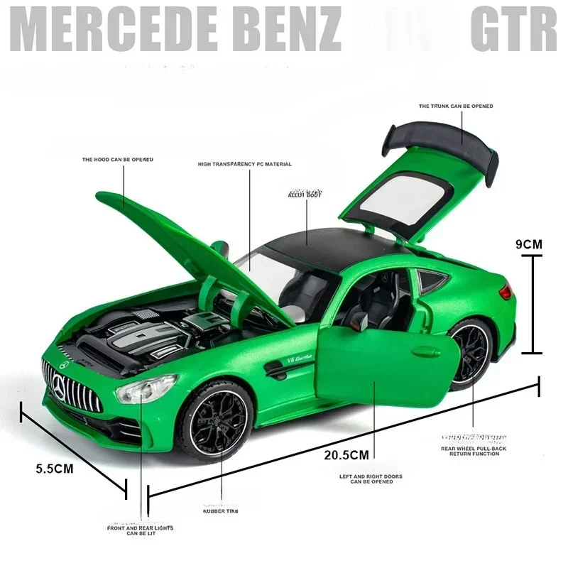 Simulation 1:24 Scale Benzs GTR Car Model Sound Light Diecast Toys Vehicles Children Boys Car Toys Gift Home Decor Metal Voiture