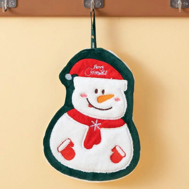 جديد عيد الميلاد منشفة اليد معلقة نوع سميكة المرجان الصوف منشفة المطبخ ماصة التجفيف السريع خرقة الكرتون منشفة اليد #4