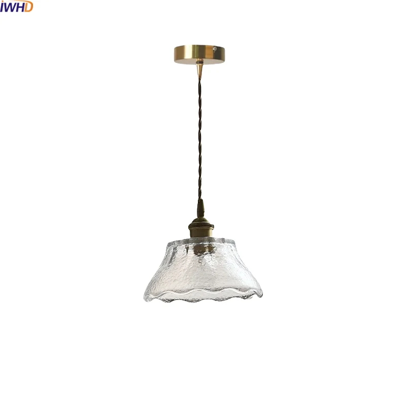 

IWHD Nordic Clear Glass LED Pendant Light Loft Dining Room Decor Copper Socket Wire Adjustable Modern Hanging Lamp Hanglampen