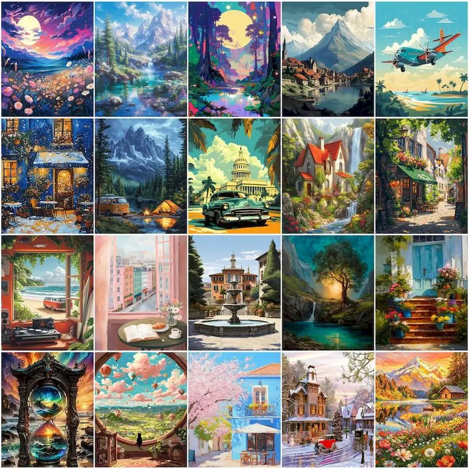 GATYZTORY Painting By Numbers With Frame Original Gifts Artwork Handwork Landscape Home Decoration Luxury Diy Markers By Numbers