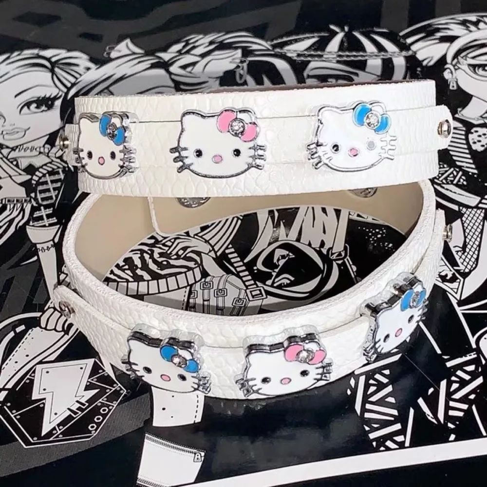 Hello Kitty Cute Sweet Cool bracciale fatto in casa Millennium Y2K Spicy Girl Punk bracciale in pelle bracciale regalo di compleanno della ragazza