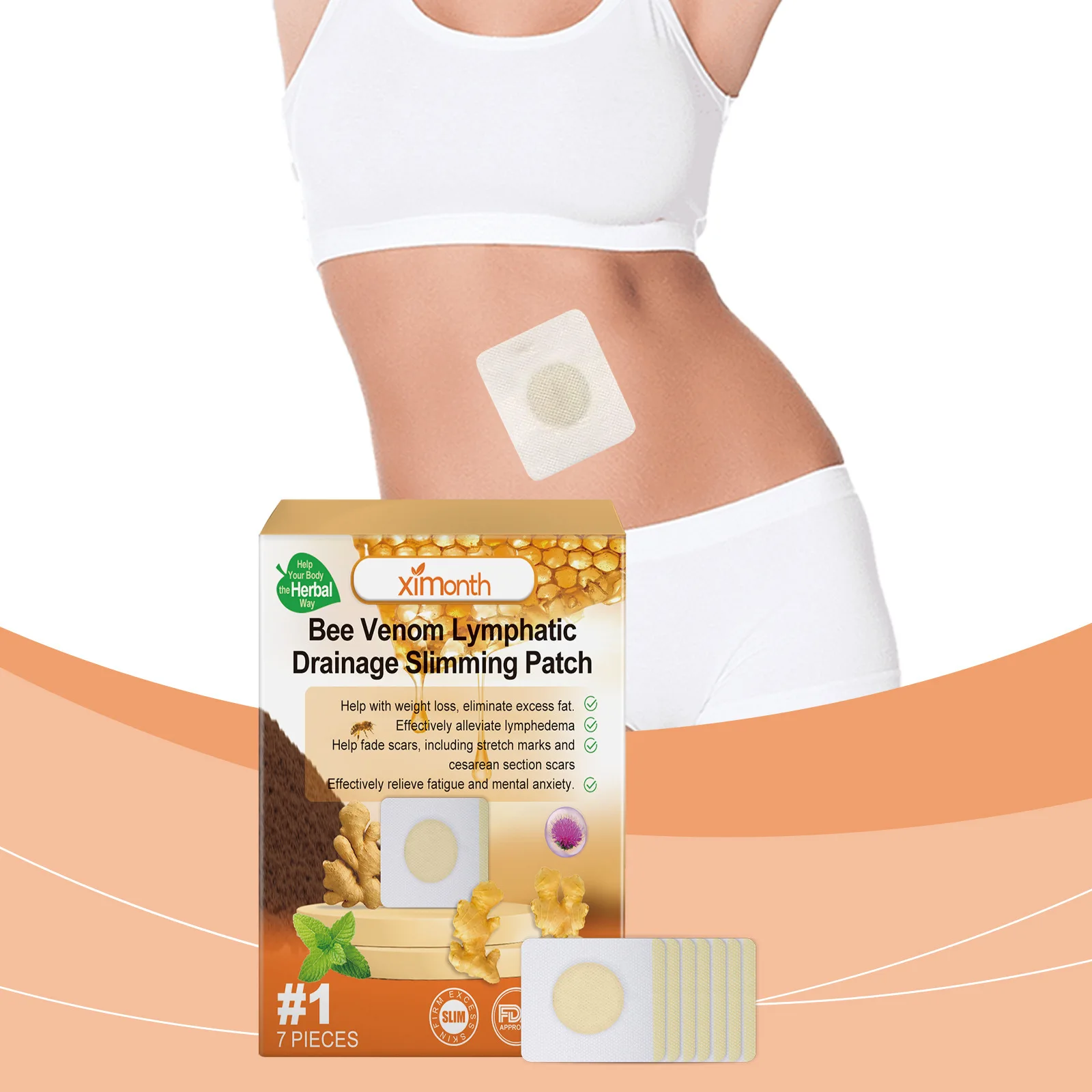 Bee Venom Lymphatic Patches Weight Loss Belly Slimming Leg Edema Relief Waist Firm Shaping Burning Fat Detox Abdominal Sticker