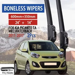 For KIA Picanto TA MK2 Hatchback  2011-2017 Car Windshield Wiper U-type Soft Rubber Frameless Bracketless Car Wipers 24