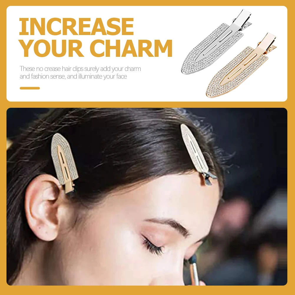 

4Pcs Rhinestone Clips Hair Clips For Styling Sectioning No Crease Lightweight Styling Sectioning Wedding Birthday Accessories